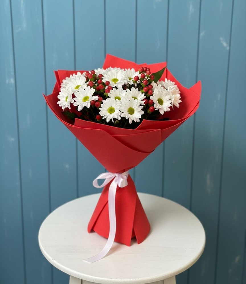 Букет ягоды на снегу в Адамий Букет цветов из: Хризантемы в Адамий