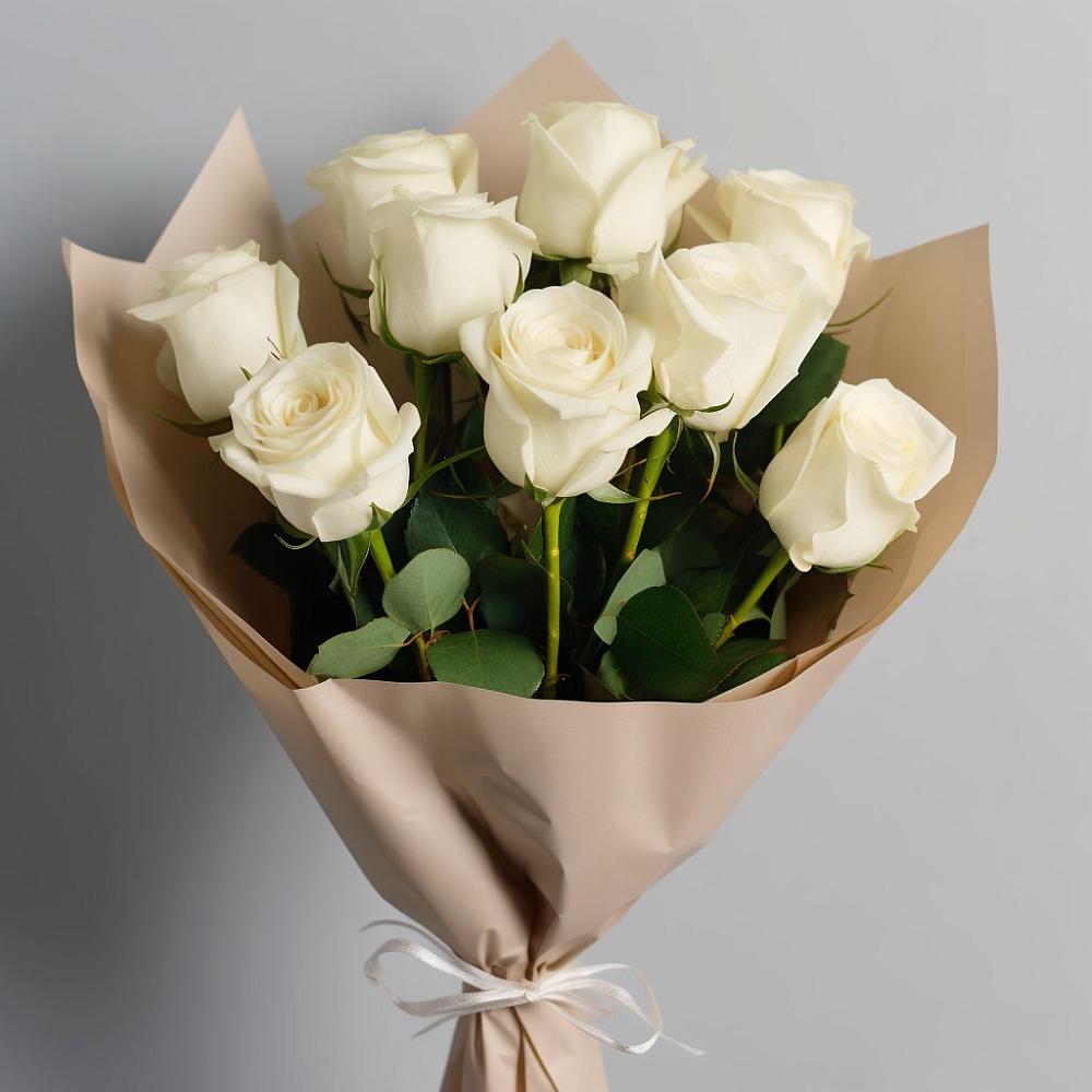 Букет 9 Белых роз Эдлесс Лав в Адамий