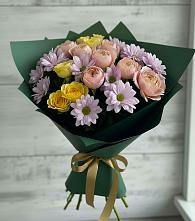 Букет цветов из:  Хризантемы и Розы в Адамий