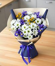 Букет цветов из:  Розы, Ирисы и Хризантемы #REPLACE_PRED# Адамий