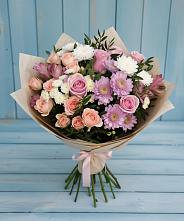 Букет цветов из:  Хризантемы, Розы и Альстромерии #REPLACE_PRED# Адамий